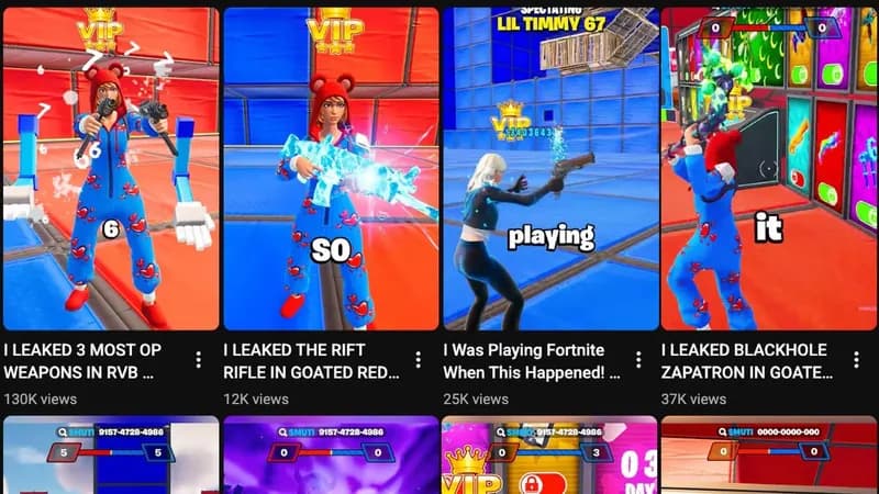 Des vidéos courtes de maps Fortnite, de 12 000 à 130 000 vues