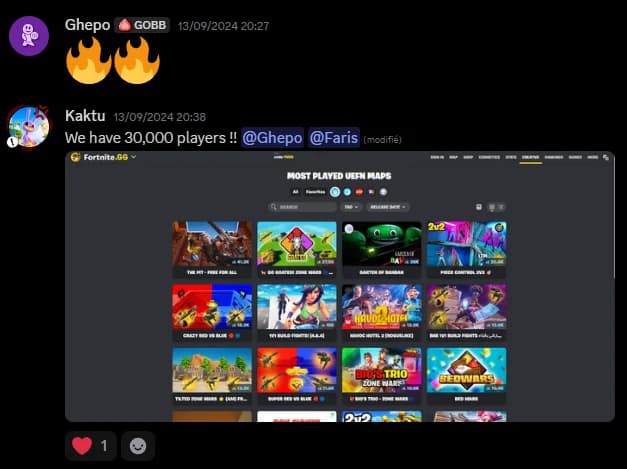Message Discord : « We have 30,000 players !! »